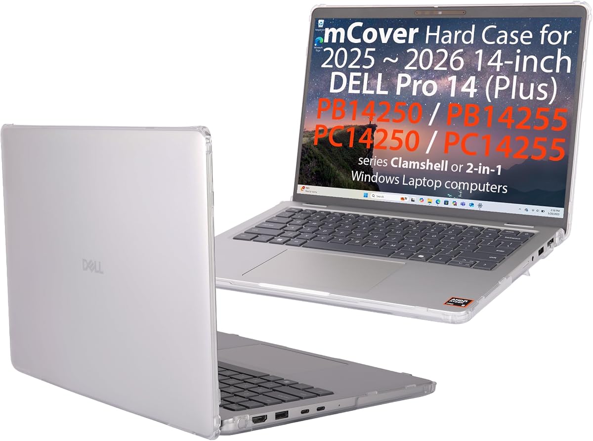 mCover Case ONLY Compatible for 2025-2026 14" Dell Pro 14 Plus PB14250 PB14255 and Pro 14 PC14250 PC14255 Windows PC (NOT Fitting Any Other Dell Models)- Clear