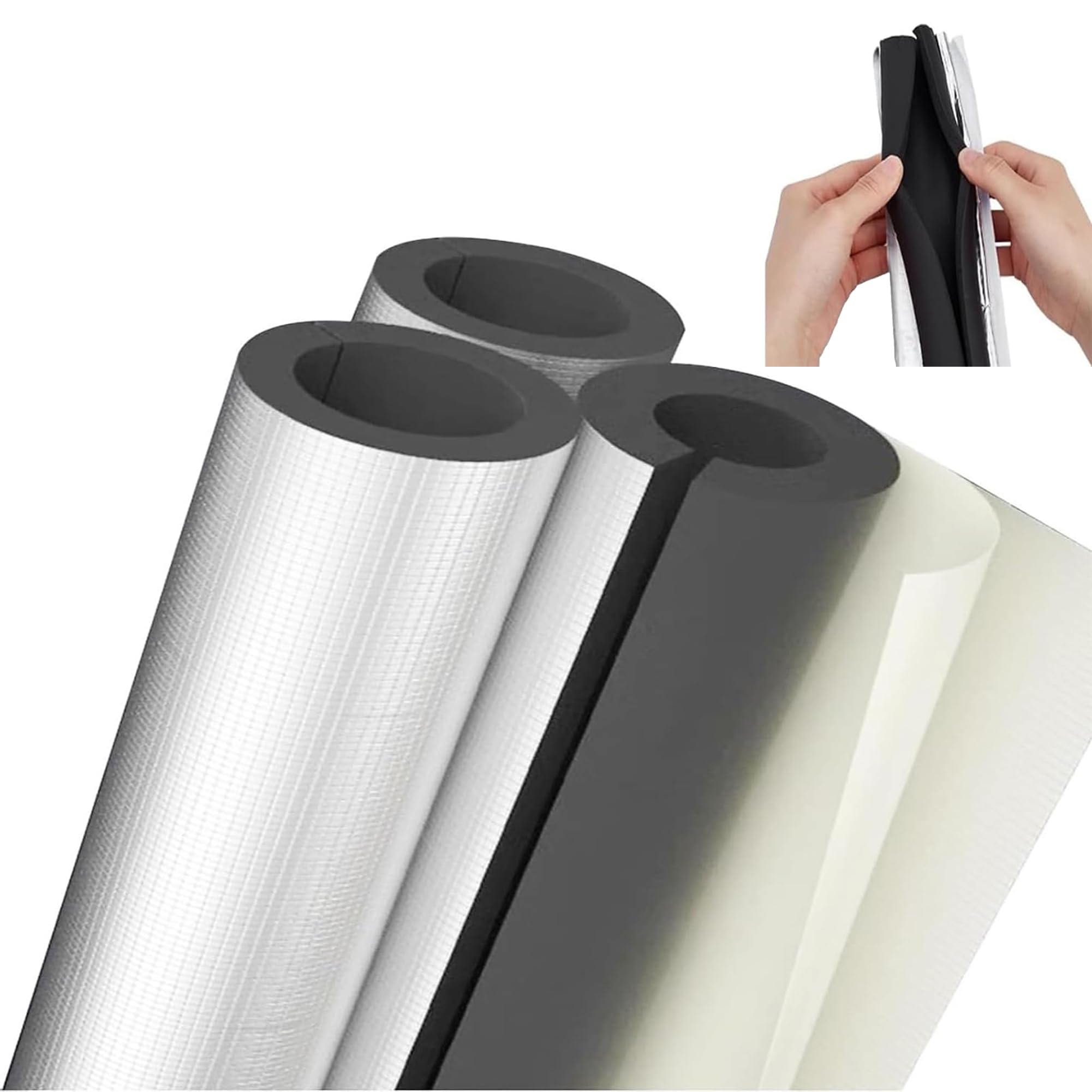 Außenbereich Rohrisolierung Aluminiumfolien Isolierschlauch Selbstklebende Rohrisolierung wasserdichte Schaumstoff Schlauch Isolierung Rohr Dämmung (ID) 219mm x (T) 30mm