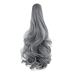 Mitrygreen Claw Clip Ponytail Extension 18 Clip in Wavy Ponytail Hair Extensions Long Pony Tails for Women Extensions Granny Gray Wave Hairpiece