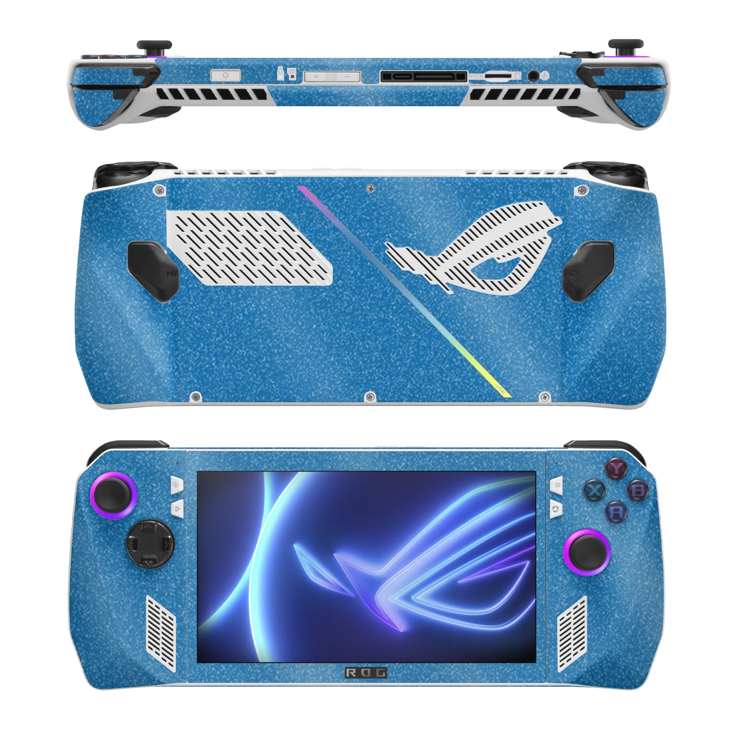 MightySkins Glossy Glitter Skin Compatible with Asus ROG Ally - Solid Blue | Protective, Durable High-Gloss Glitter Finish | Easy to Apply, Remove, and Change Style