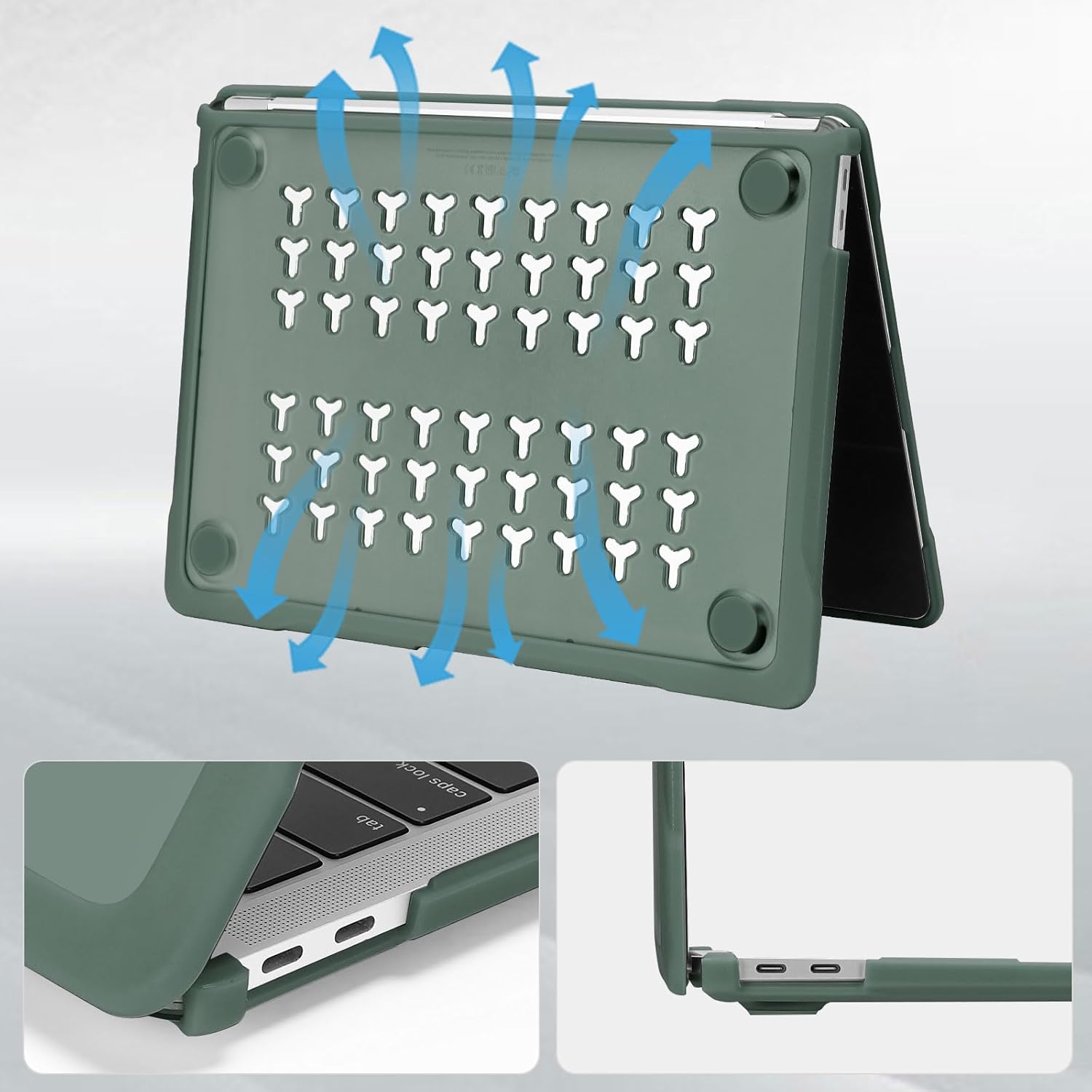 MOSISO Compatible with MacBook Air 13 inch Case M1 2021 2020 2019 2018 A2337 M1 A2179 A1932, Reduces-Fingerprints Case with Soft TPU Bumper Shell&Keyboard Cover for MacBook Air 13.3 M1, Emerald Green - Image 5