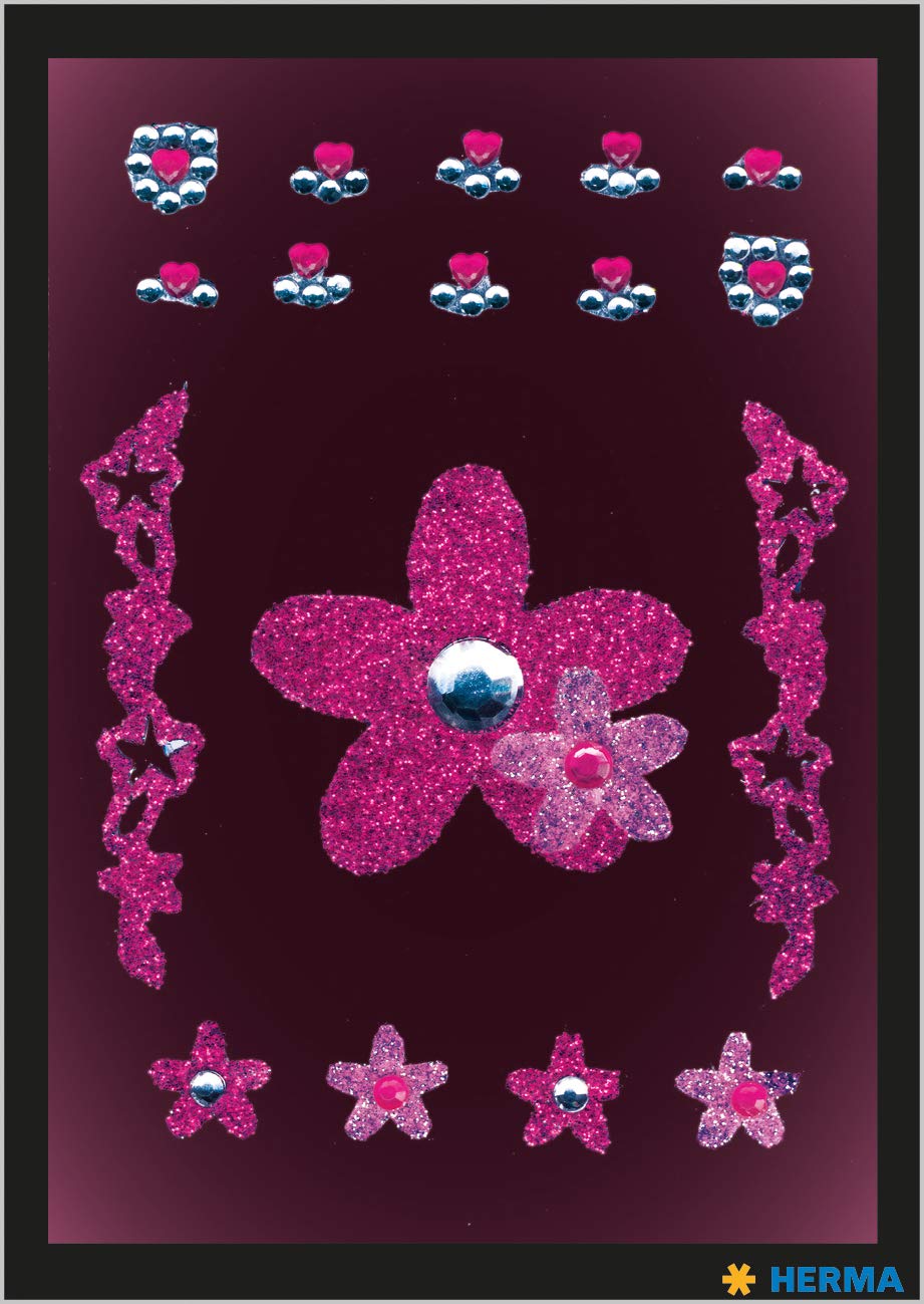 HERMA 6007 Schmucksteine Sticker Flowers Set – 17 Selbstklebende Glitzersteine Für Handy, Sonnenbrille & Mehr