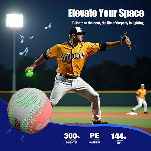 Vista 11 de Glow Baseball Bluetooth Speaker，Portable Sports Gift for Fans, Waterproof Outdoor Speaker with Party Lights. Rojo