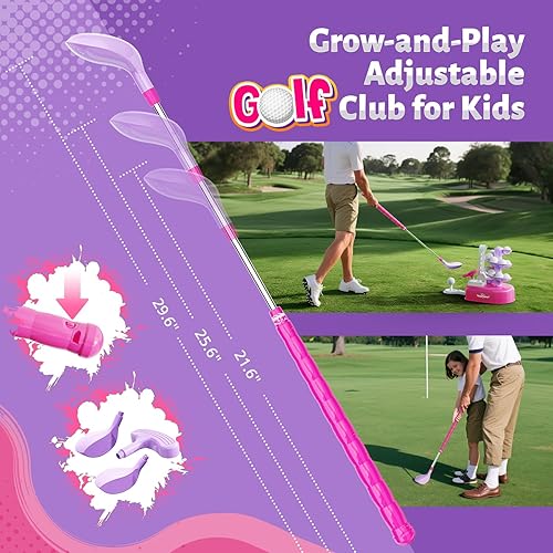 Miniatura 4 de Juego de golf para niños pequeños de EagleStone con lanzador de pedal, juguete de golf para niños de 3 a 8 años, incluye palo de golf ajustable, 15