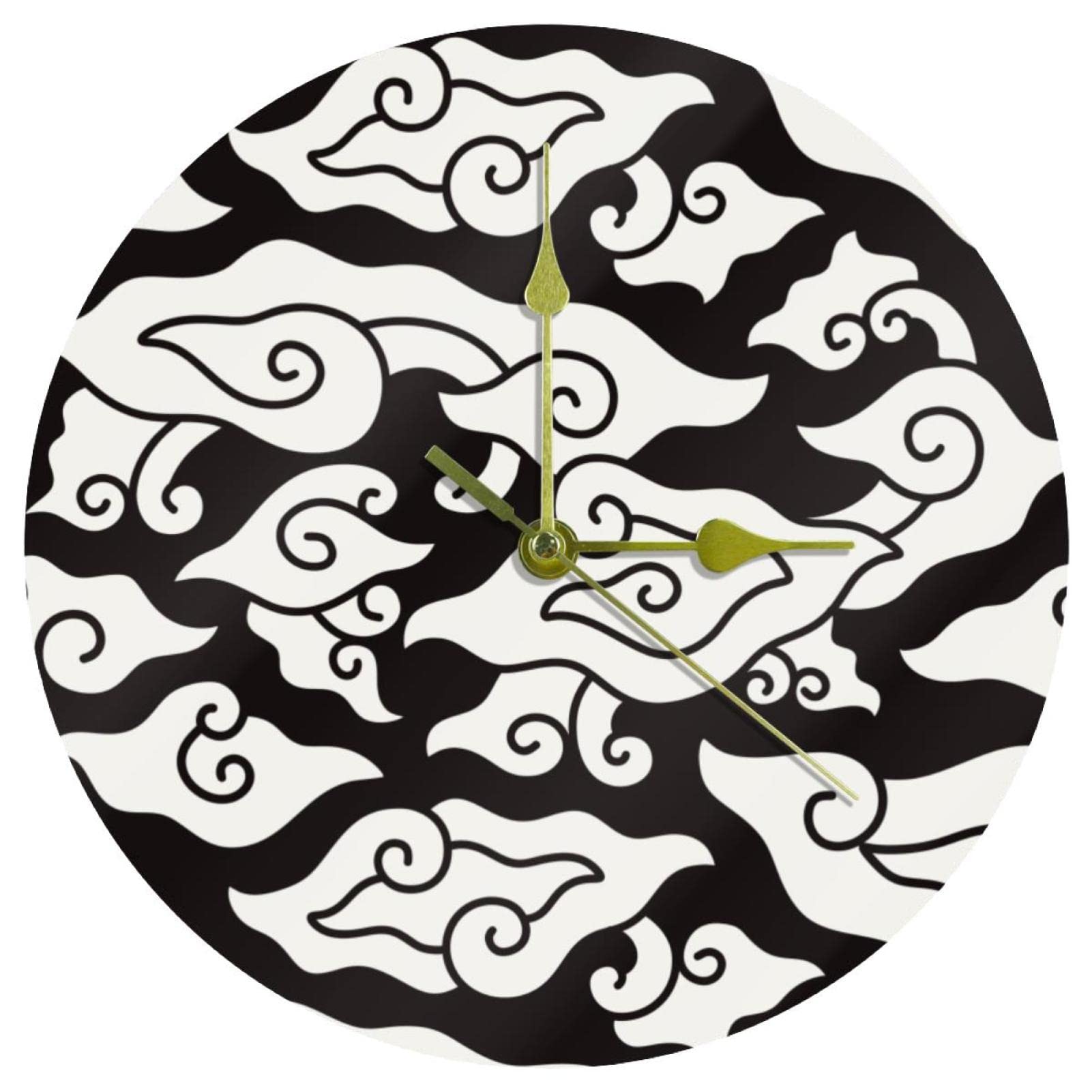 Horloge murale en acrylique Batik d'Indonésie Megamendung 24 cm