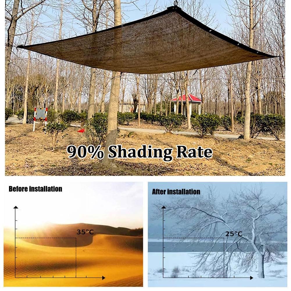 Red solar de 90% e para jardín, vela de protección solar de 1 x 2 m a 8 x 8 m, malla para invernadero, bloqueo UV, toldo al aire libre