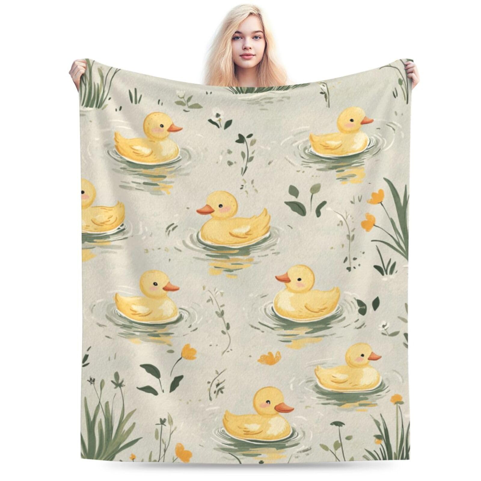 Coperta in pile giallo anatra coperta super morbida calda accogliente pelosa anatre coperta regalo per ragazze ragazzi bambini decorazione camera 101 x 127 cm