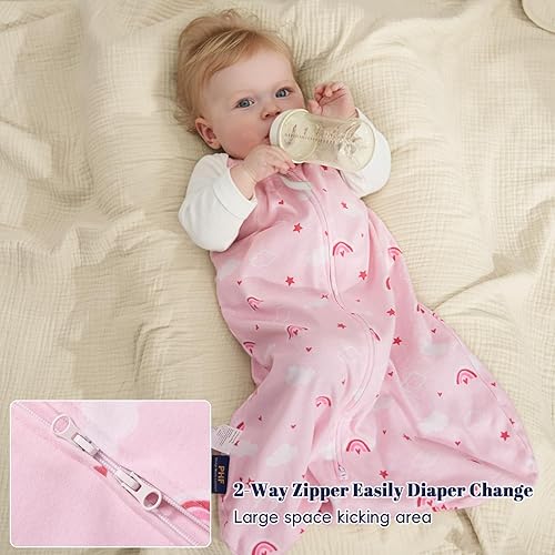 Miniatura 5 de PHF Saco de dormir de algodón 100% orgánico para bebé, manta vestible para bebé de 0 a 6 meses, saco de dormir infantil con cremallera de 2 vías