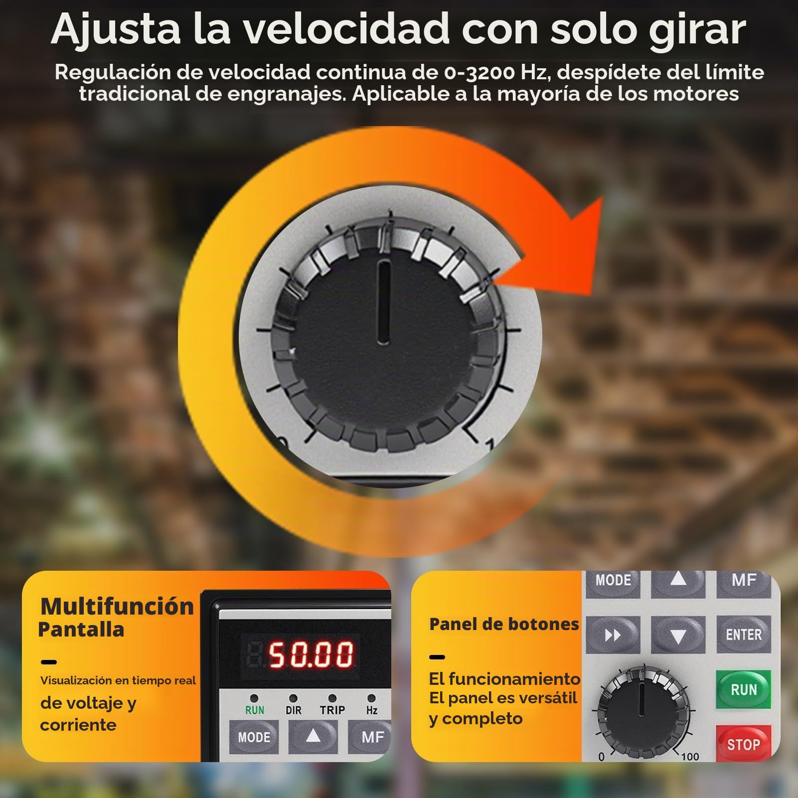 Variador de Frecuencia Monofasico Convertidor de Frecuencia VFD 220v Entrada Monofásica 220v Salida Trifásica Variador de Velocidad Motor 220v para Regulación de Velocidad del Motor 750W