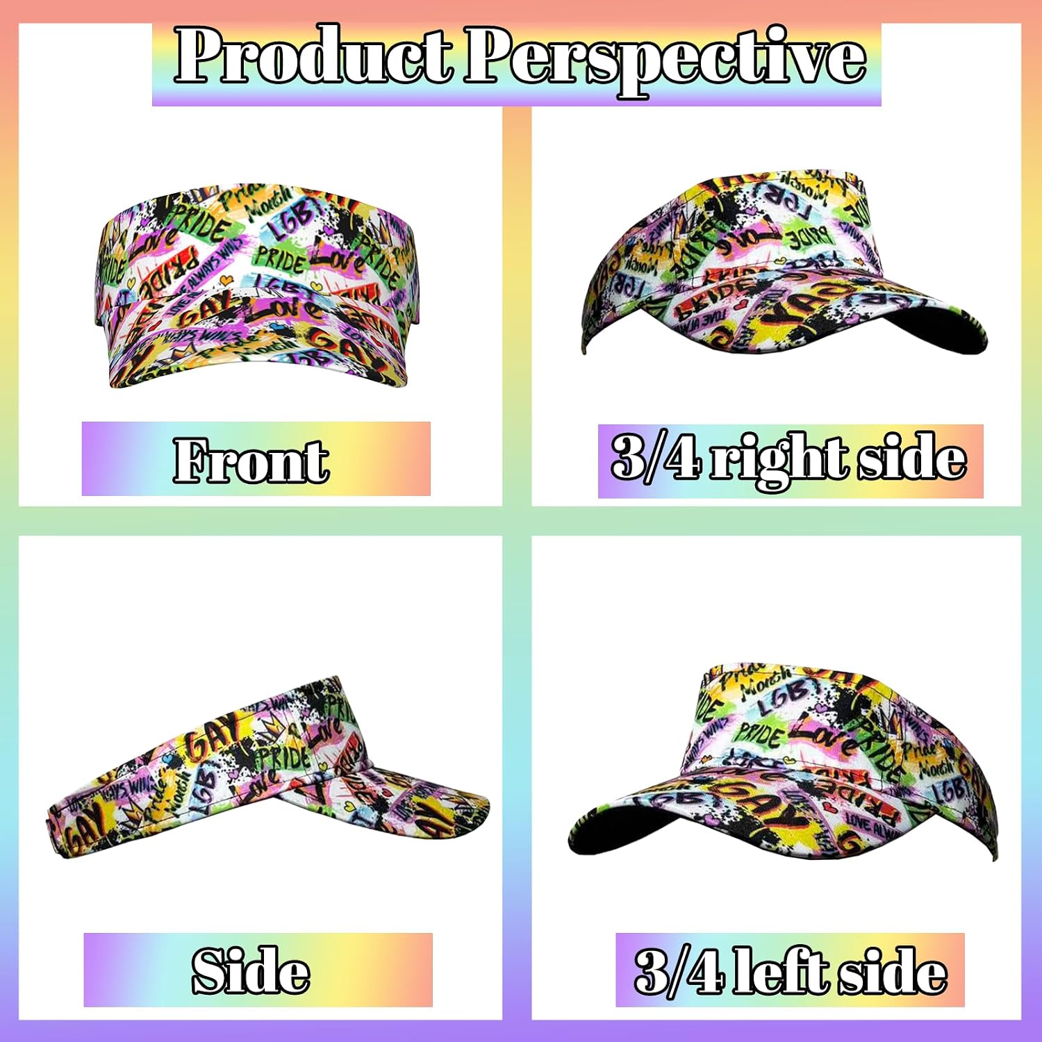 Rainbow Pride Sport Sun Visor Hat Adjustable LGBT Hats Summer Empty Cap Gay Visor Caps for Women Men