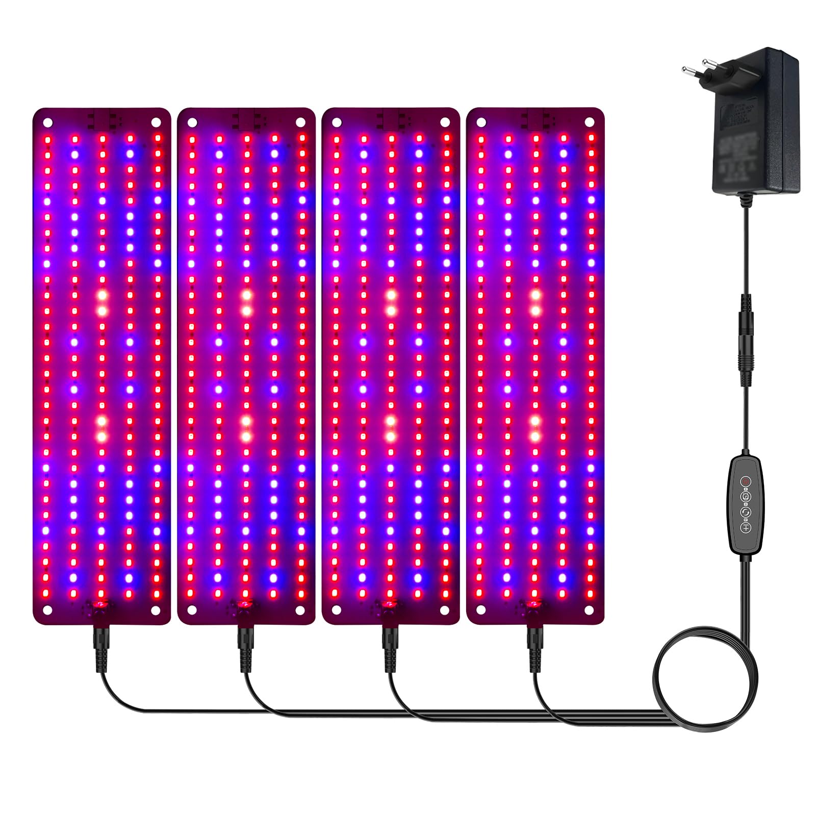 600 LED Plant Lights, Grow Lamp, Full Spectrum Plant Light for Indoor Plants, 4 Plant Light Panels with 3/6/12-Hour Smart Timer, 6 Dimmable Levels, for Seedlings, Vegetables, Flowers, Succulents