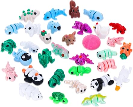 33pcs 3D Printed Mini Animals Figurines Articulated Desk Pets