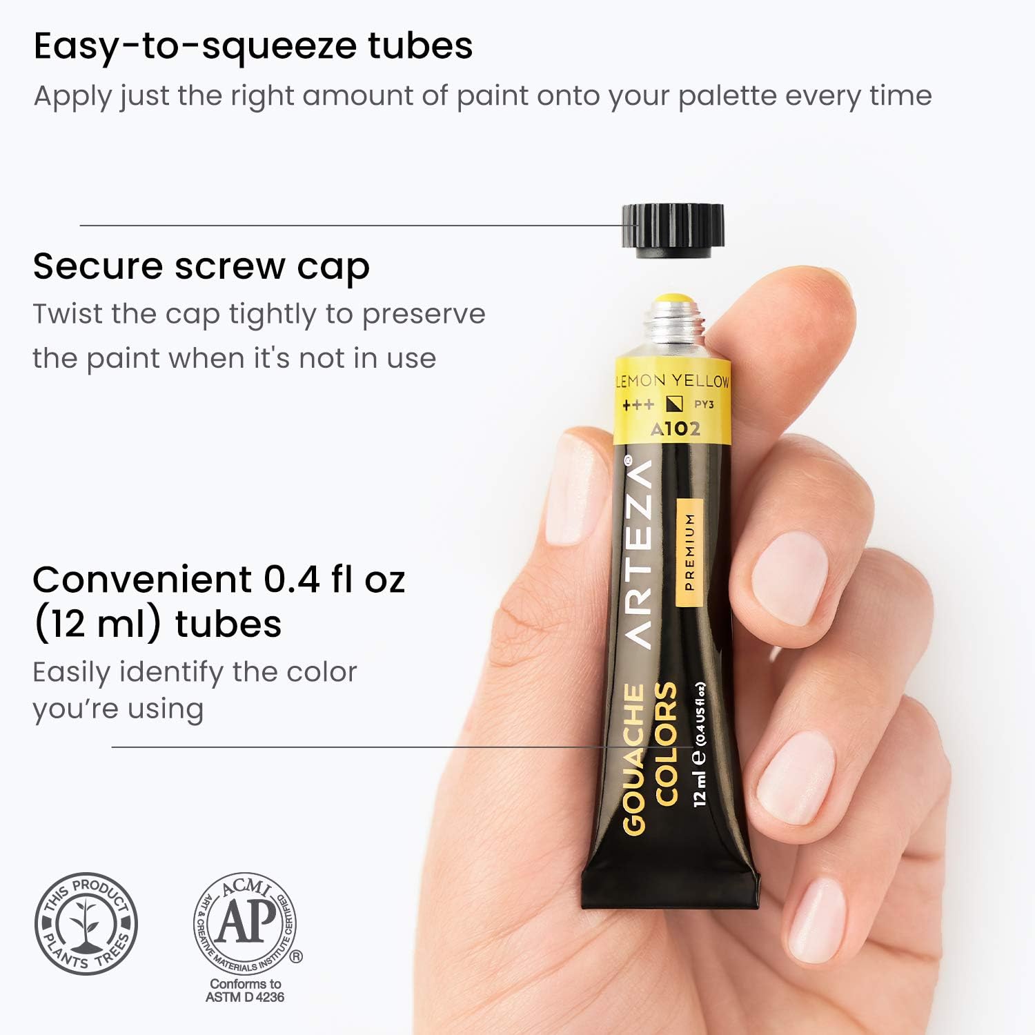 ARTEZA Gouache Paint, 60 Colors, 12ml, 0.4 US fl oz Tubes, Water-Based Paint for Canvas and Paper, Art Supplies for Professionals, Students, and Kids : Everything Else