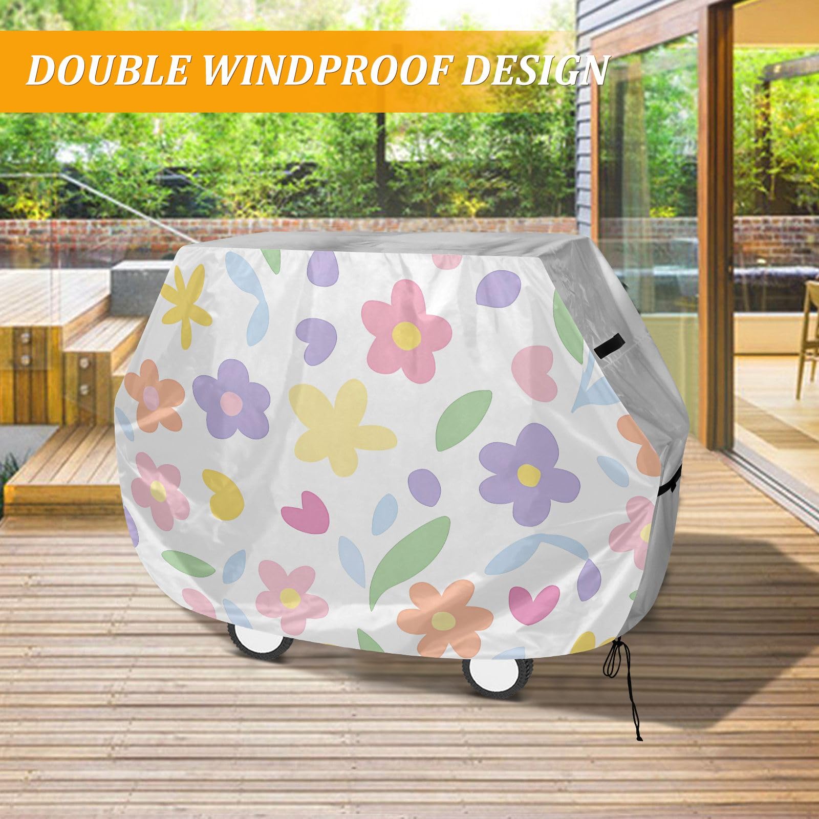 Funda para barbacoa con diseño de flores bonitas, impermeable, resistente, para exteriores