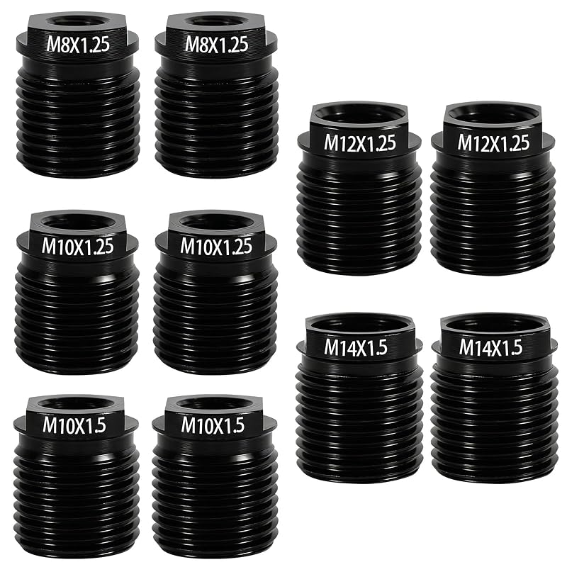 Kit com 10 Adaptadores para Manopla de Câmbio CANIPHA em Liga de Alumínio, Roscas M10x1,25, M12 e M14, MA1386