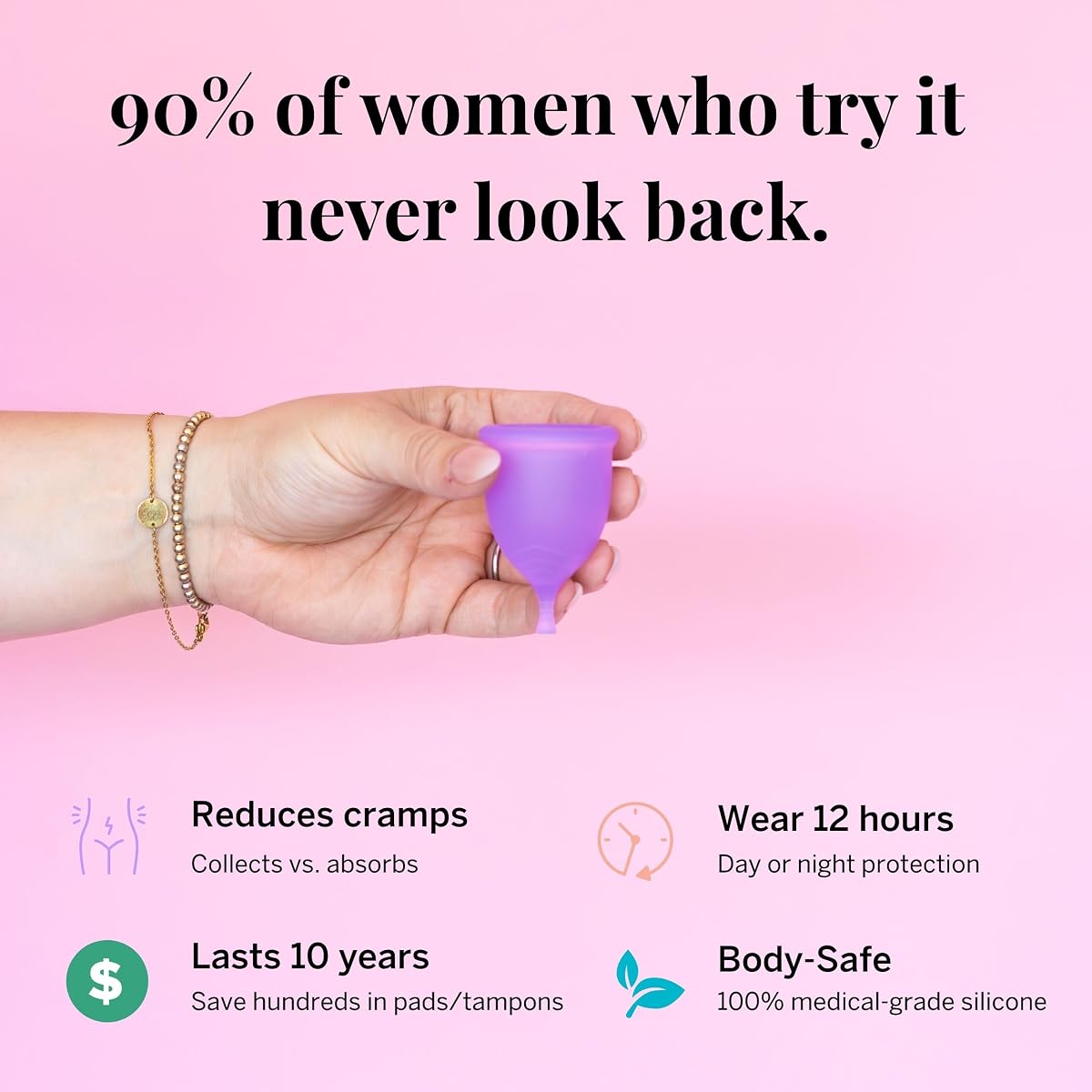 Lena Sensitive Menstrual Cup - Ultra-Soft Reusable Period Cup, Small, Coral view 3