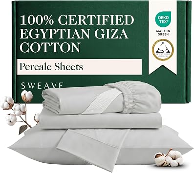 100% Certified Giza Egyptian Cotton Percale Twin Sheet - 3Pcs, Light Grey