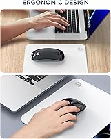 Vista 4 de RAPIQUE Ratón Inalámbrico Bluetooth - (BT5.1+USB) Ratón de Computadora de Modo Dual Delgado con Clic Silencioso, Baja Potencia y 1600 DPI, Ratón