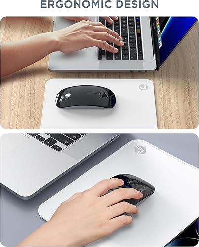 Miniatura 4 de RAPIQUE Ratón inalámbrico Bluetooth (BT5.1+USB) Ratones de computadora de modo dual delgado con clic silencioso, baja potencia y 1600 DPI, mouse