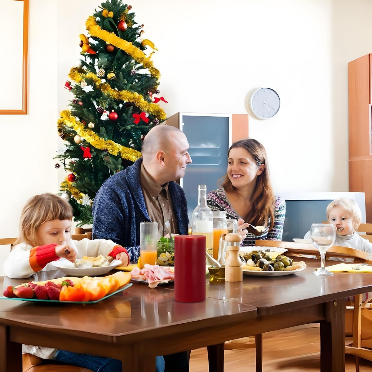 3 Packs 2.8x6 Inch Red Pillar Candles, Unscented Dripless Long Burning Colored Cylinder Candles for Home, Wedding, Party, Dinner Table Emergency Power Outage