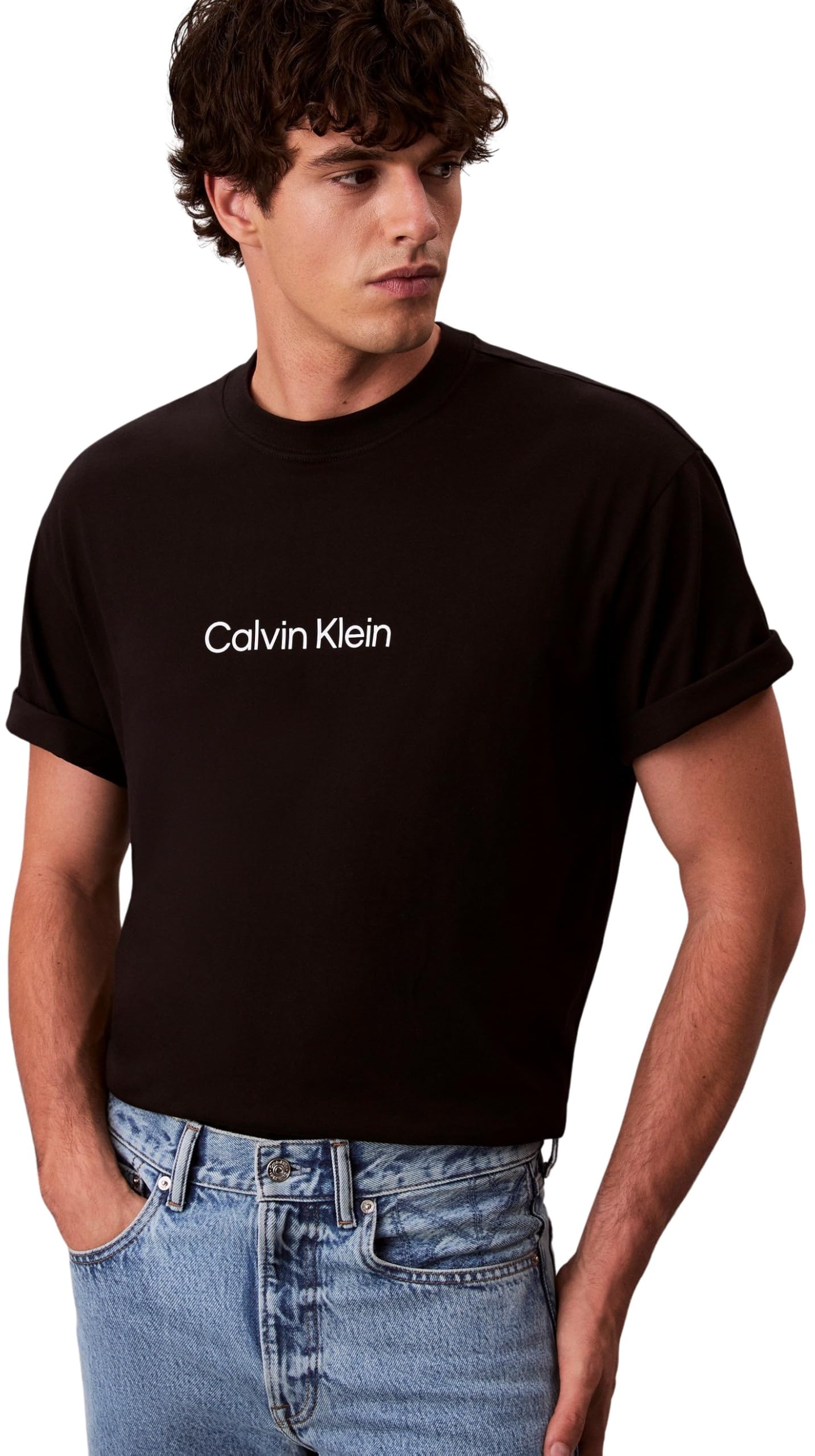 Calvin Klein SS Rlxd Standard Logo Crewnk tee Camisetas Hombre (Pack de 1)