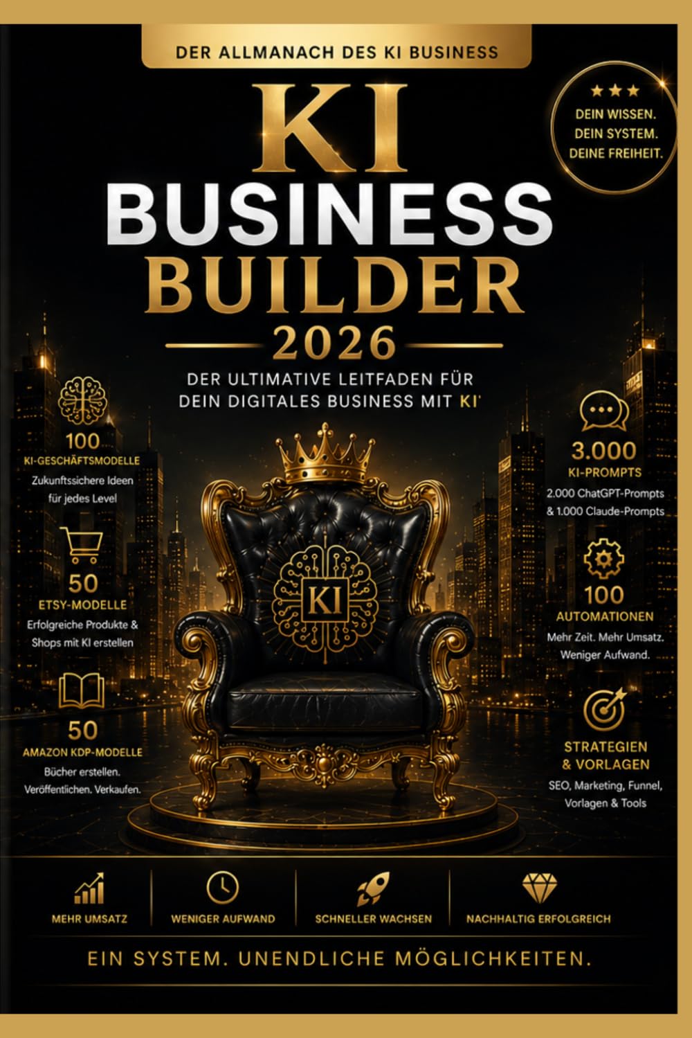 KI BUSINESS BUILDER 2026: 100 KI-Geschäftsmodelle, 3.000 Prompts und 100 Automationen für dein digitales Business