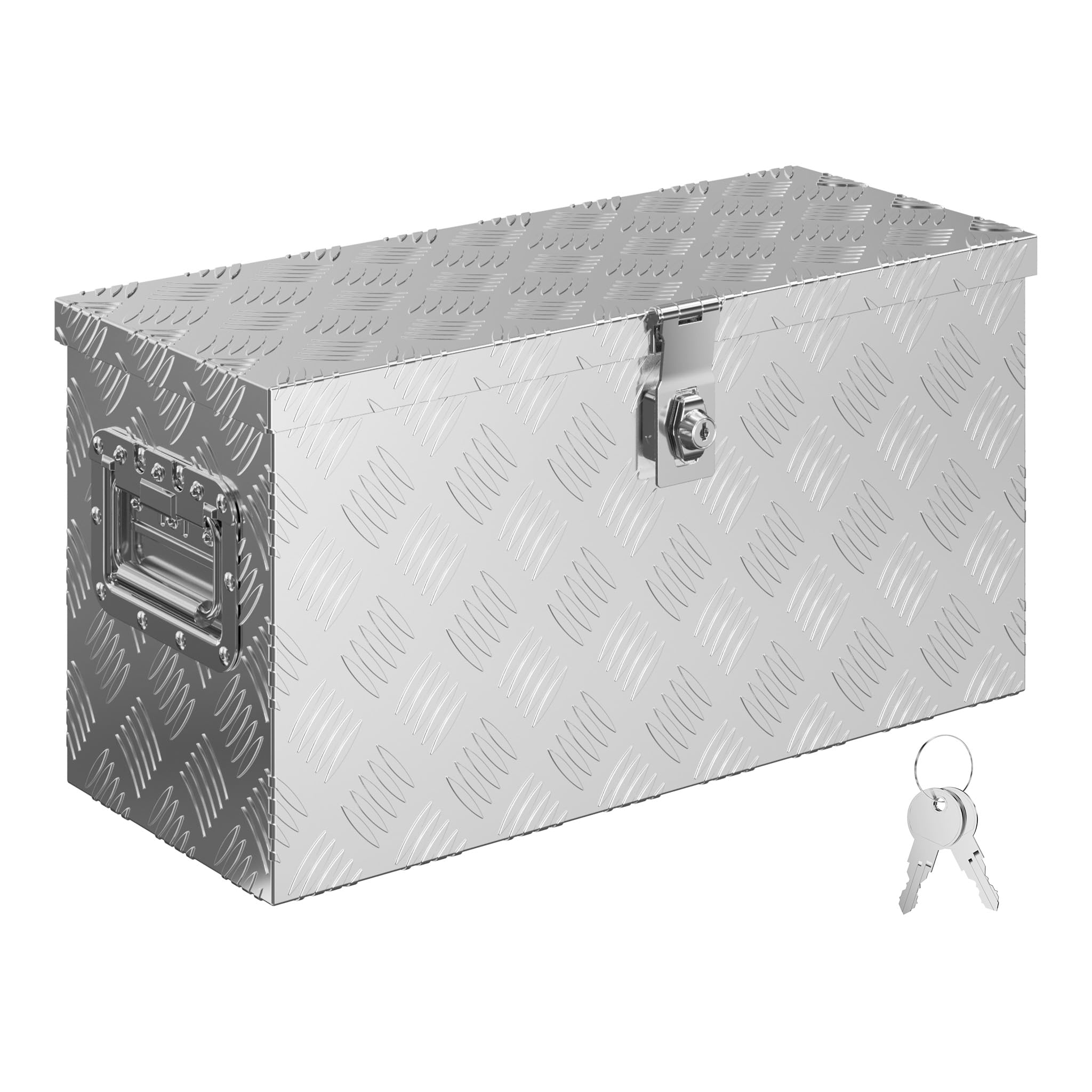 XPOtool Coffre de camion en Aluminium – 60 x 25 x 30 cm – Étanche avec Serrure, 2 Clés et Couvercle Large en saillie – Boîte à outils de rangement métallique – Caisse Malle transport Camion