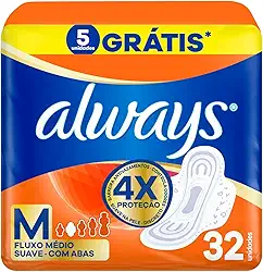 Absorvente Always Maxi Proteção Suave com Abas - 32 unidades