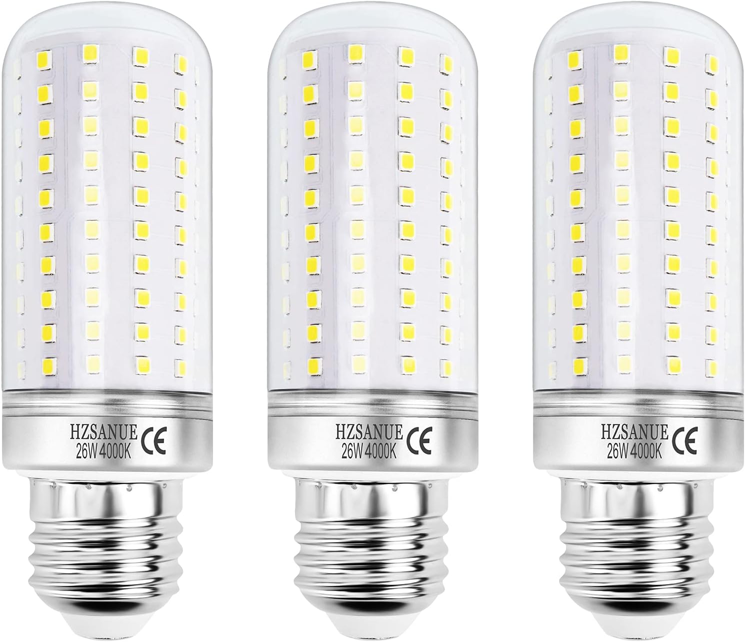 LED Corn Bulbs 26W, E27 Edison Screw Bulbs,2900Lm, 4000K Natural White,200W Incandescent Bulbs Equivalent,Pack of 3