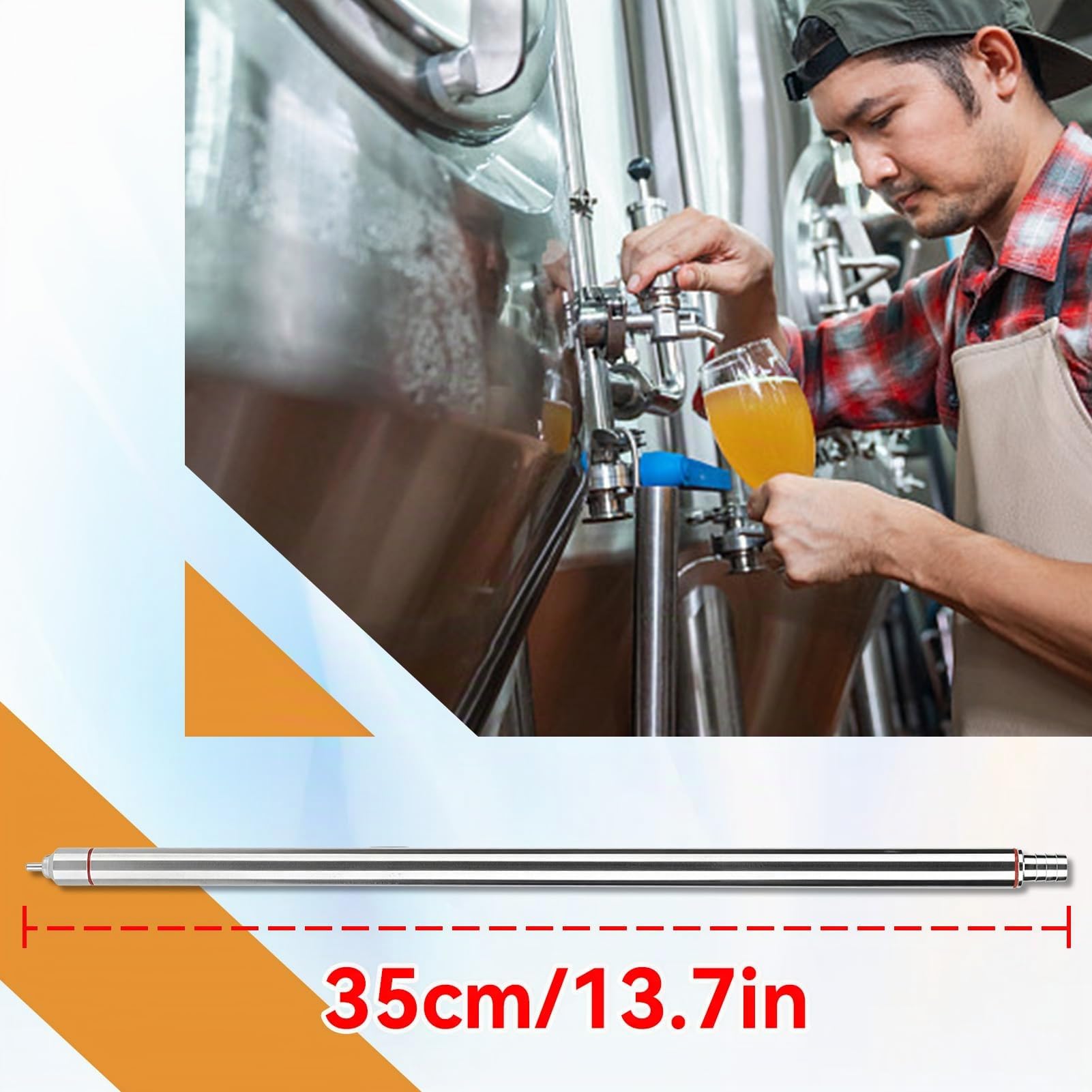 Bierflaschenfüller, Edelstahl Wein Bier Abfüllung, 13,7 Zoll Edelstahl Bierflaschenfüller, Bier Flaschenfüller Wein Bierflaschenabfüllung Automatische Flaschenfüller Abfüllstab, Federbeladene