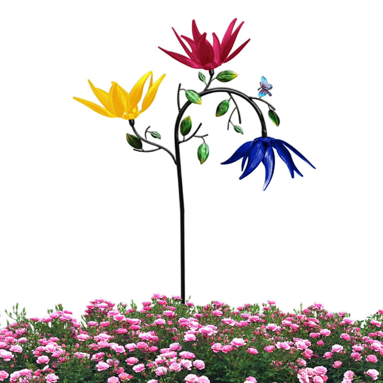 Giratorios de viento para exteriores, decoración de jardín y pack de 4 piezas de hierro