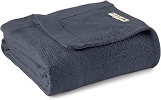 100% Organic Cotton Blanket - GOTS & Fairtrade Certified Organic Cotton Throw Blanket for Bed with Soft Heavy & Breathable Single Knit Weave - Great as Bedspread or Coverlet (Mineral, King/Cal King)