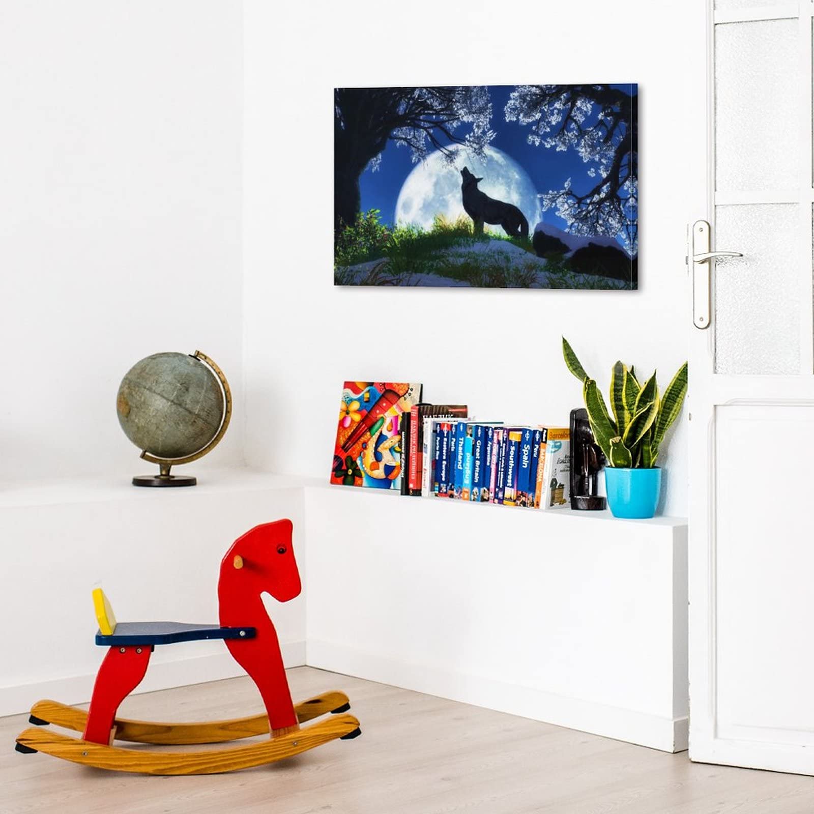 Amazon.co.jp: 絵画 満月の狼の遠吠えインテリア 絵画 動植物の自然