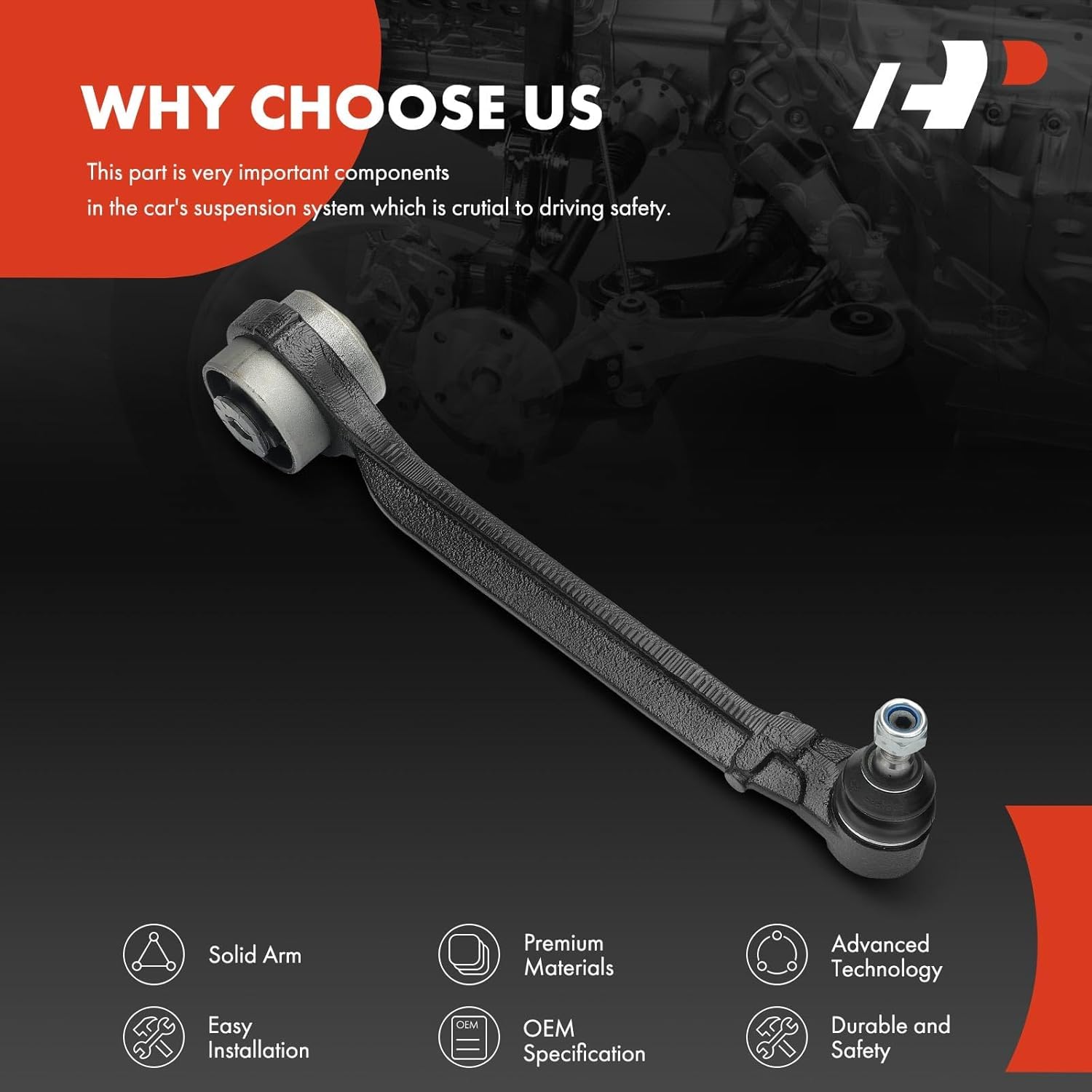 A-Premium Front Left Forward Lower Control Arm, with Ball Joint & Bushing, Compatible with Dodge Charger 2011-2023, Challenger 2011-2023 & Chrysler 300 2011-2023