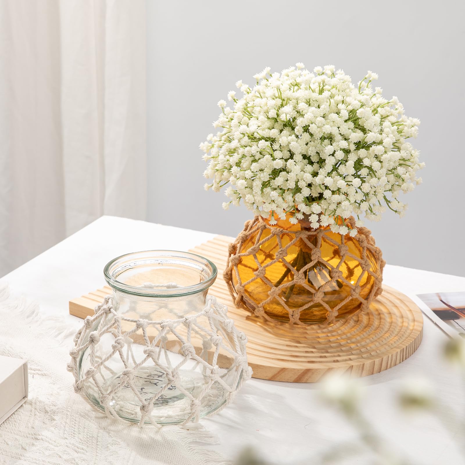 Amazon.com: Hollyone Clear Glass Vase with Cotton Rope Cover Woven