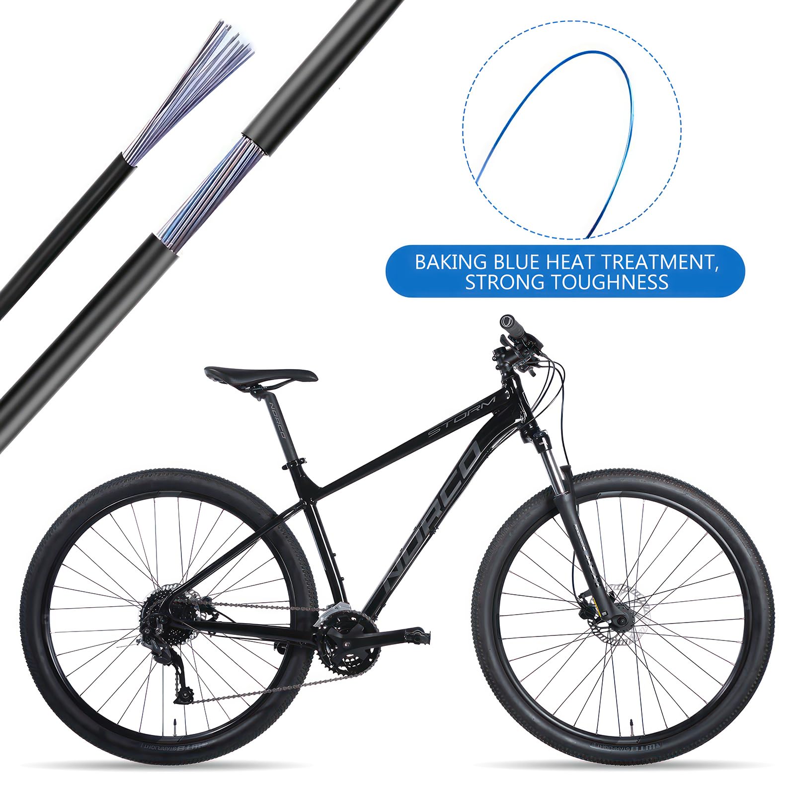 do linki bowdenowej, 2 M linka hamulcowa rowerowa i linka zmiany biegów zestaw, uniwersalna linka hamulcowa i linka zmiany biegów rowerowa do rowerów górskich i wyścigowych, z końcówkami