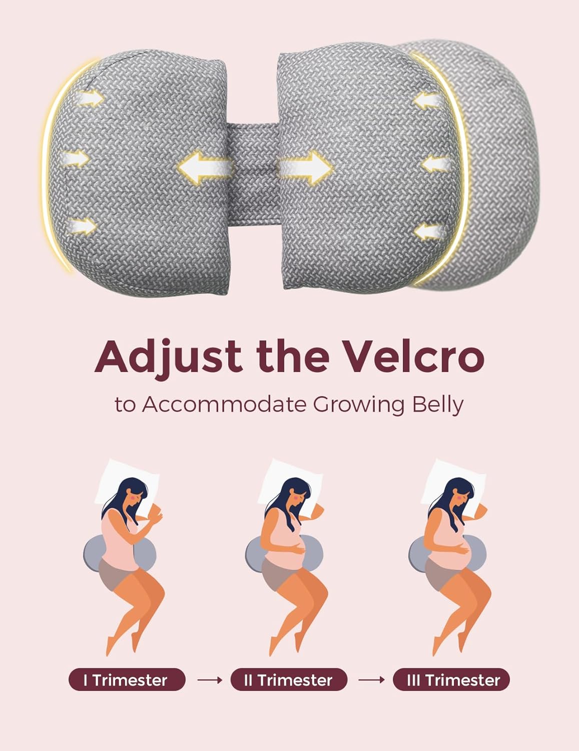 Momcozy Portable Pregnancy Pillow for Sleeping, Grey