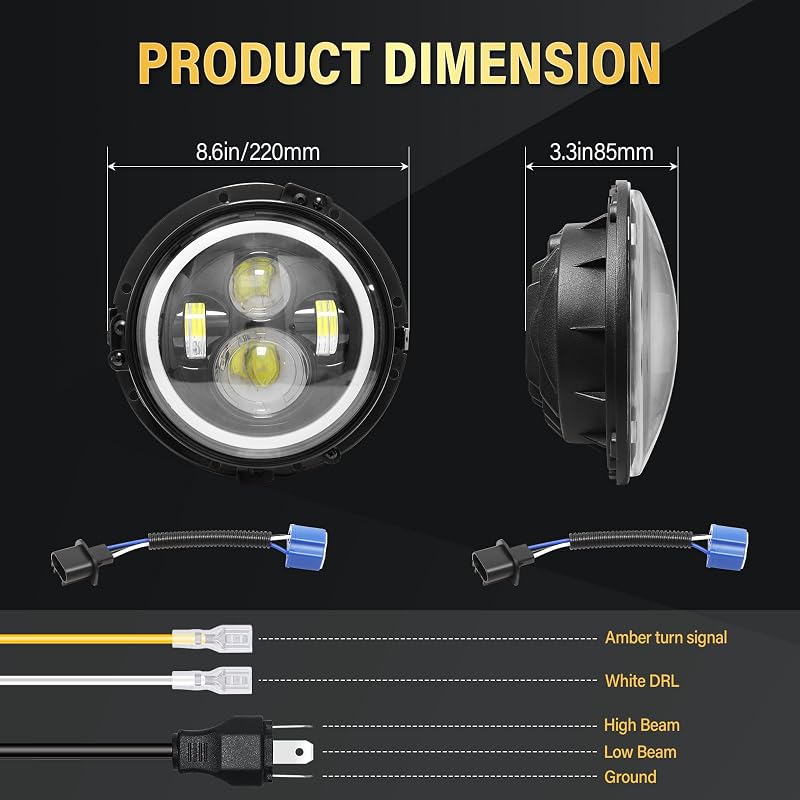 RIGIDON 2x7 Inch Kerek LED Fényszóró 50W 5000 LM Offroad Autó Világítás Wrangler Hummer