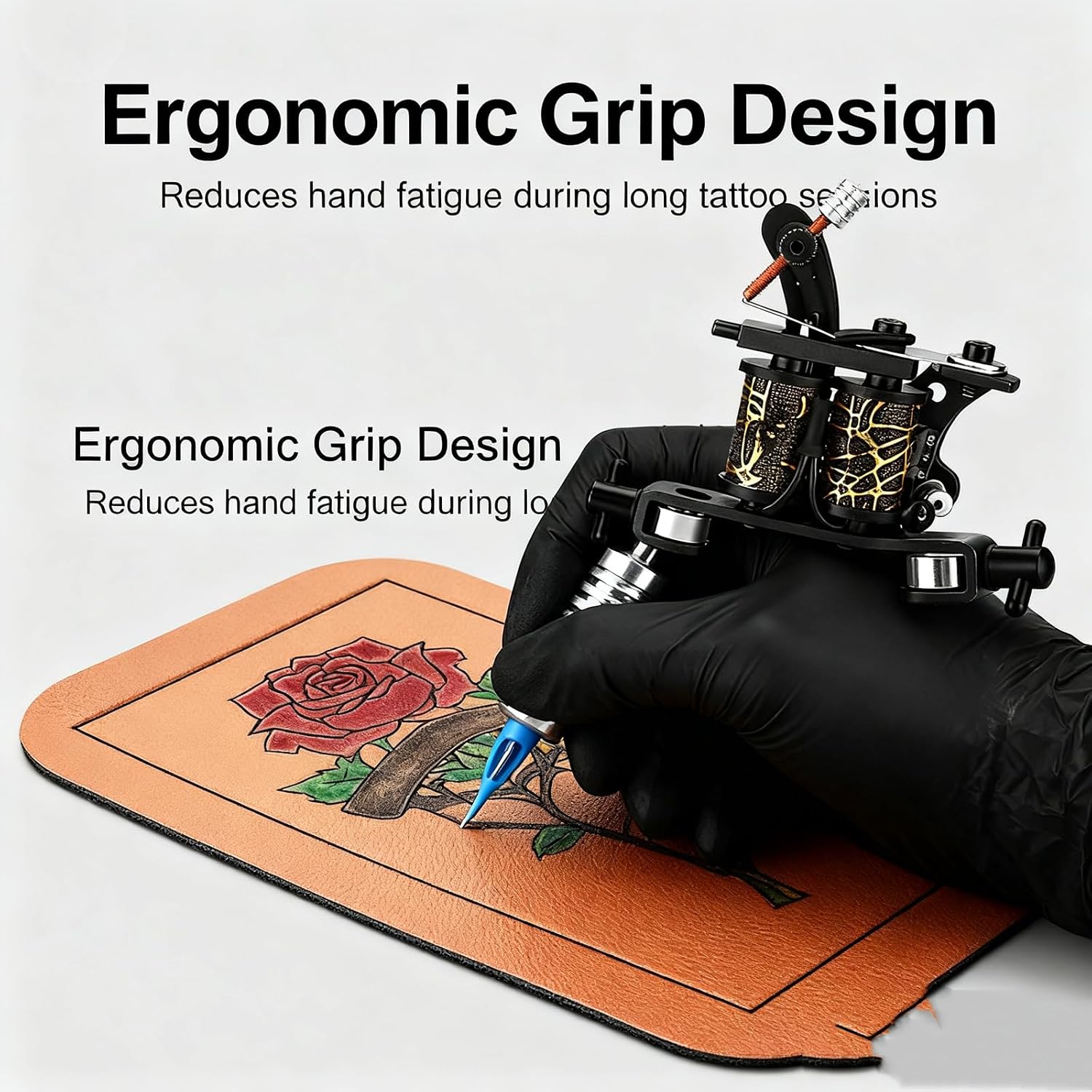 8 Wraps Tattoo Coil Machine – Black Iron Frame Liner Shader Gun for Tattoo Beginners Starters​