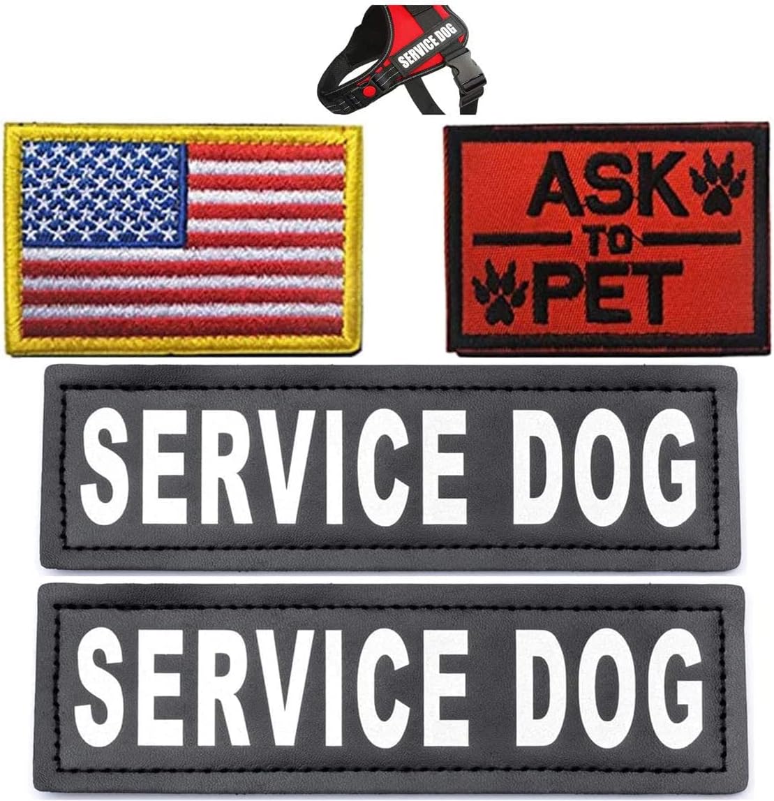 HomiegoMilitary Morale Service Dog Patch for Pet Tactical K9 Service Harness Vest Pack of 4 (1)
