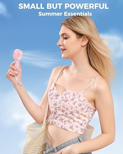 Miniatura 3 de RJVW Mini ventilador de mano portátil ventilador personal USB pequeño de 4800 mAh 8-25 tiempos de trabajo ventilador de viaje de mano recargable de