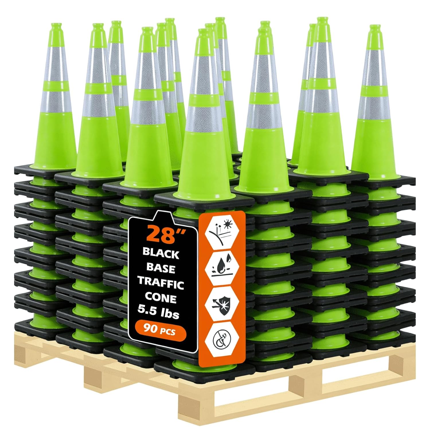 4 Pack 12" Blue Traffic Cones with Reflective Stripe, Flexible PVC Traffic Safety Road Cones with Heavy-Duty Rubber Base for Parking Lot, Construction Safety