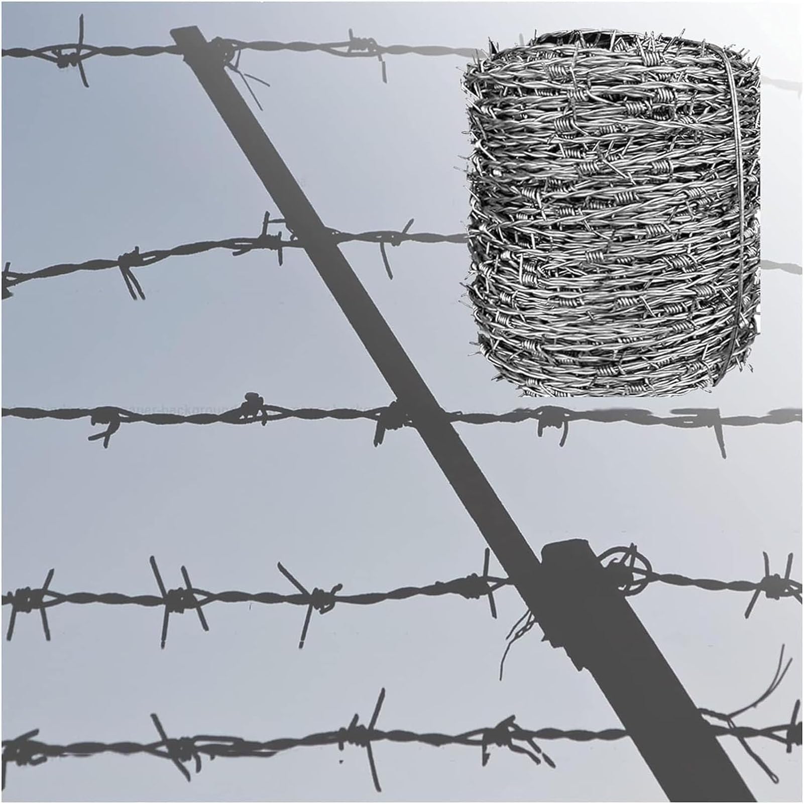 Alambre De Espino, Rollo De Alambre De Púas Alambre De Acero Sólido con Alto Contenido De Zinc Diámetro del Cable 1,8 mm Alambre De Púas Fácil De Doblar Patio O Manualidades (200m)