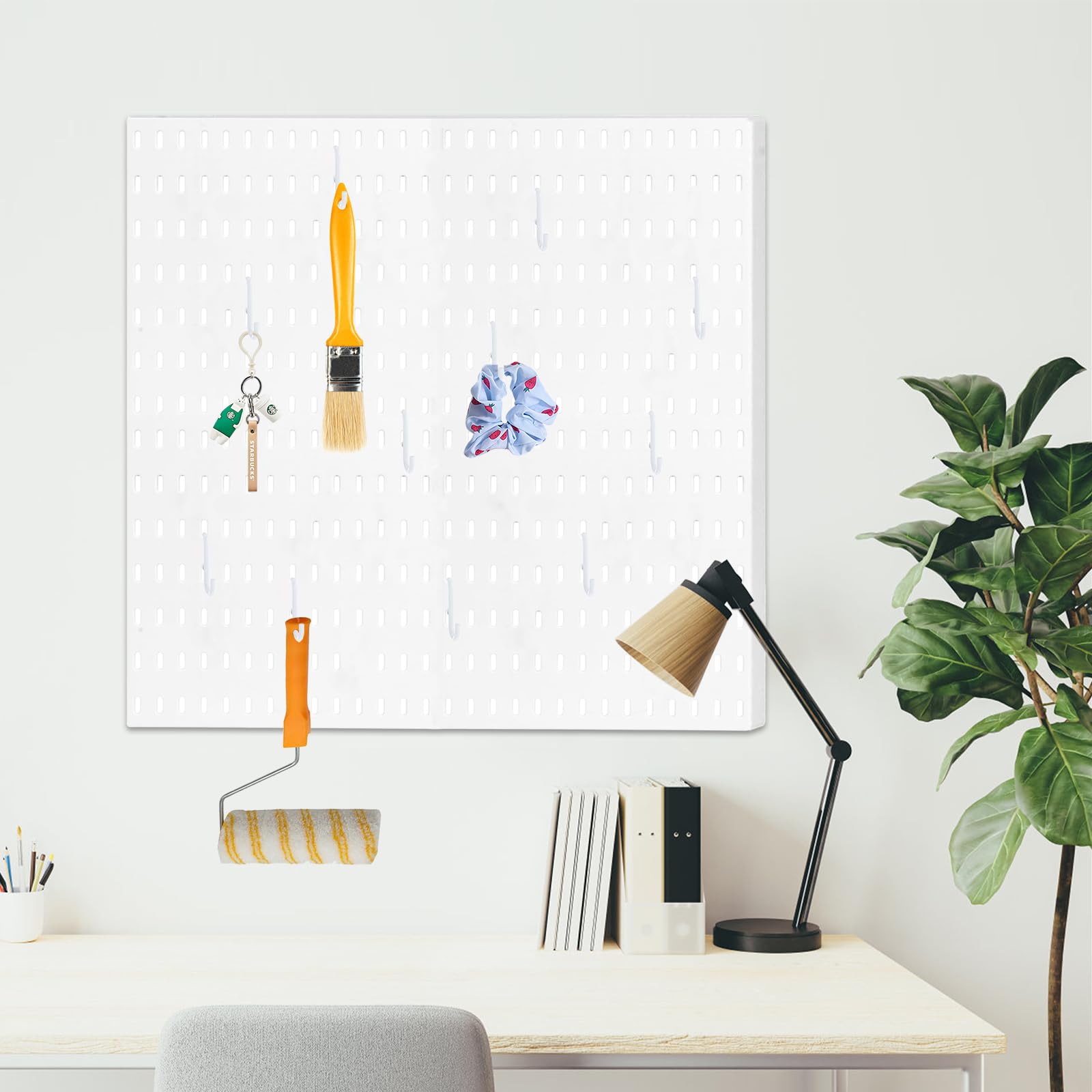 30 ganci per Ikea Skadis, pannello forato, accessori per la casa, l'ufficio, l'officina (bianco)