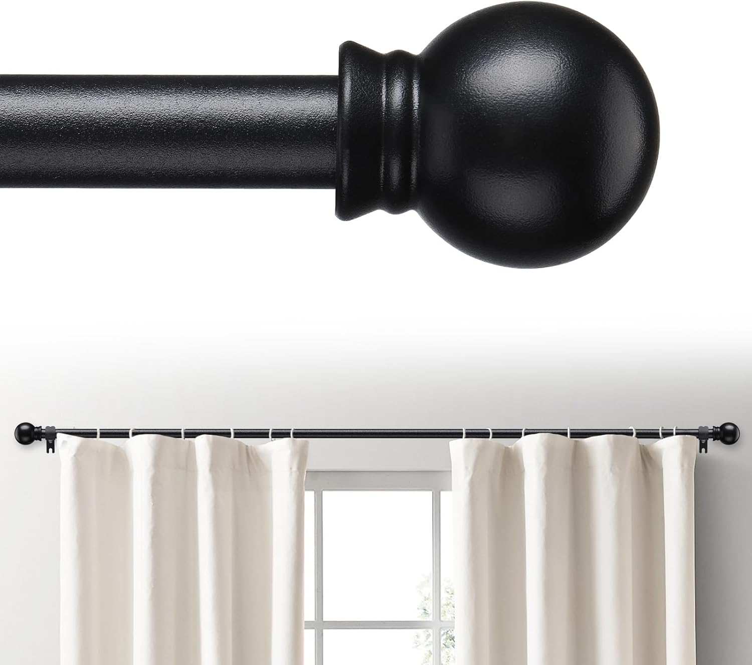 Curtain Rods, 5/8 inch Matte Black Curtain Rod for Windows