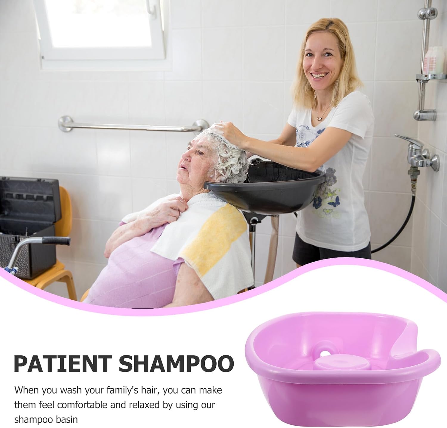 CHILDWEET Portable Hair Washing Basin for Bedridden Seniors and Pregnant Women Smooth Safe Shampoo Bowl for Bedside Hair Care Lightweight Wash Sink for Disabled and Nursing Use