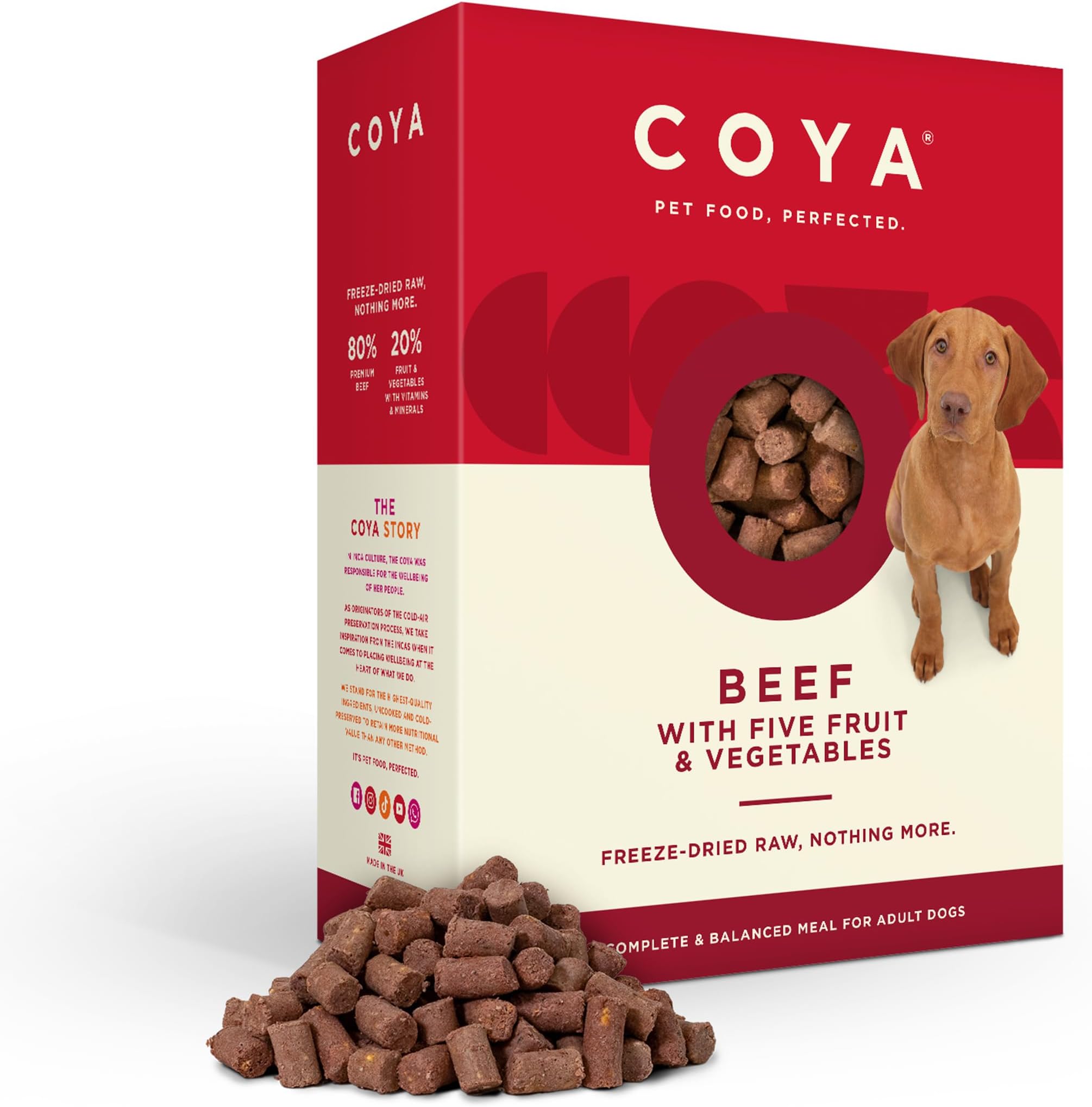 Freeze-Dried Raw Dog Food, Beef (3 x 750g) Hypoallergenic & Grain Free, Made With 80% Meat & 20% Fruit & Vegetables | Complete Raw Dog Food Solution