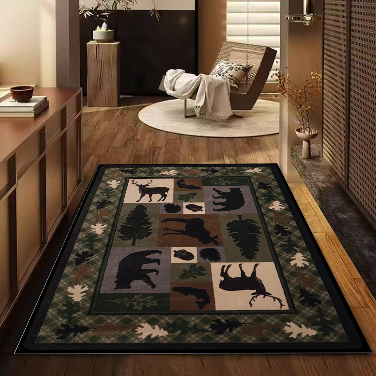 Amazon | Qmkmyy ヴィンテージ ロッジ キャビン エリアラグ 4'x6