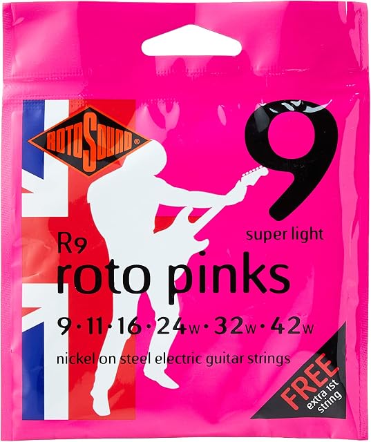 Rotosound Nickel Super Light Gauge Electric Guitar Strings (9 11 16 24 32 42), R9