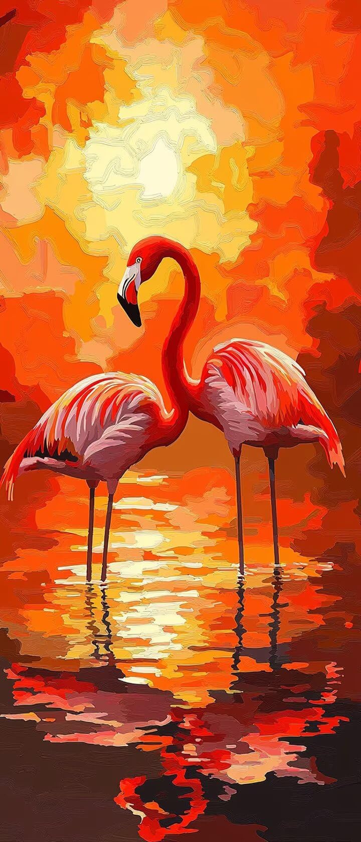 Malen Nach Zahlen 50x150cm Leinwand Flamingo Malen Nach Zahlen Erwachsene mit Ohne Rahmen, DIY Kreativ Set für Erwachsene mit Pinseln und Acrylfarbe, Zimmer Deko Tier Landschaft Geschenk, P0M-830